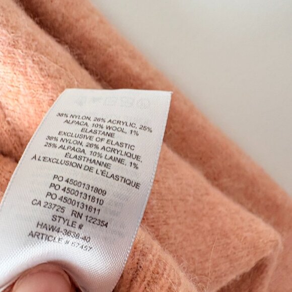 Aritzia Wilfred Lorin Italian Wool Sweater Tie Waist Funnel Neck Nude Pink XS - Picture 9 of 9